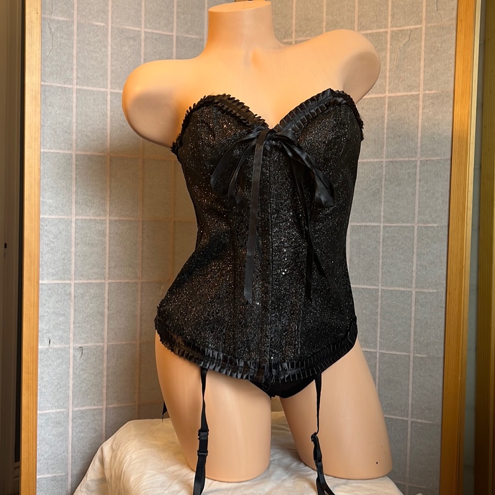 ❗️HEARTS ROB black glitter bustier NEW WITH TAGS